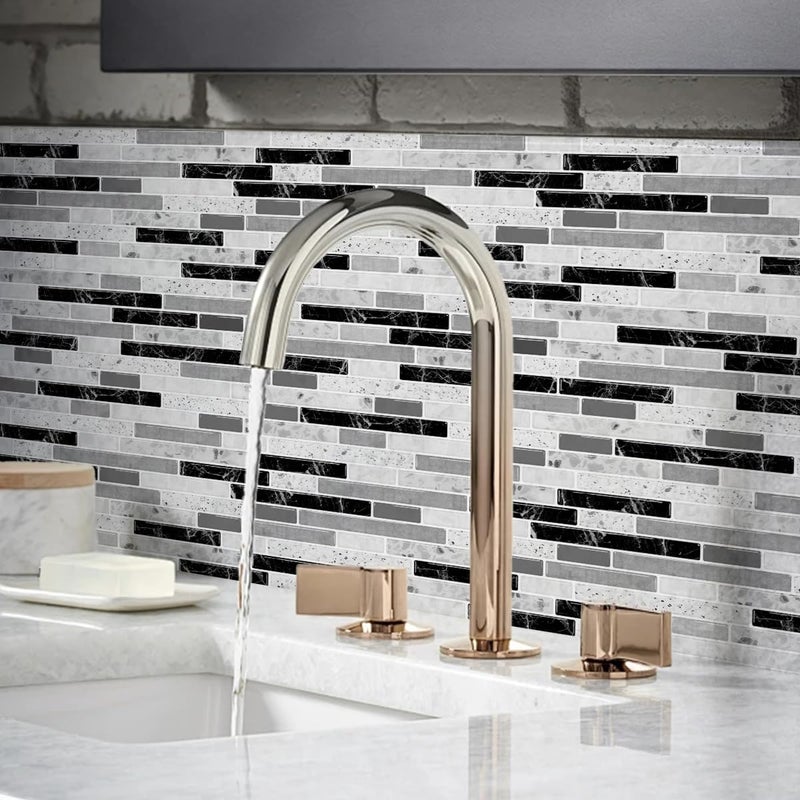 LONGKING 10-Sheet Self-Adhesive Peel and Stick Backsplash for Kitchen, Vinyl Decorative Tiles (Gray) - Image 4